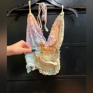 rainbow open back knitted shirt